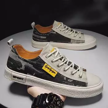 Летние мужские туфли для досок, новые элитные туфли с низким берцем, модные мужские парусиновые туфли, модные универсальные мужские студенческие туфли 39