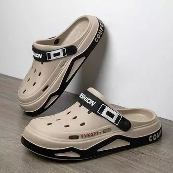 Летние мужские туфли EVA с толстой перфорированной подошвой, сандалии и тапочки Baotou - нескользящая пляжная обувь 44-45 белый