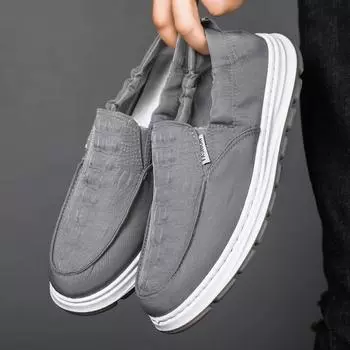 Летние мужские туфли из ткани Ice Silk, дышащие, однопедальные, ленивые, повседневные, с мягкой подошвой, простые, с мягкой подошвой, тканевые туфли на плоской подошве, обувь для вождения 39 зелёный