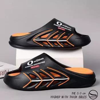 Летние мужские уличные противоскользящие, устойчивые к запаху мужские спортивные элитные пляжные модные тапочки на мягкой подошве, противоскользящие сандалии на толстой подошве, тапочки 43