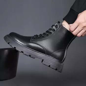 Летние мужские высокие ботинки Martin в британском стиле 2022 года — модная рабочая обувь средней высоты 44