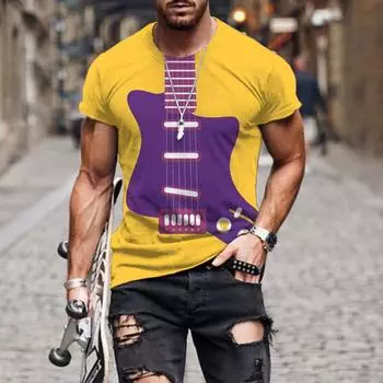 Летние музыкальные футболки с 3D принтом, мужская и женская одежда, уличная одежда с рэперской гитарой, забавная одежда в стиле хип-хоп, одежда больших размеров 6XL