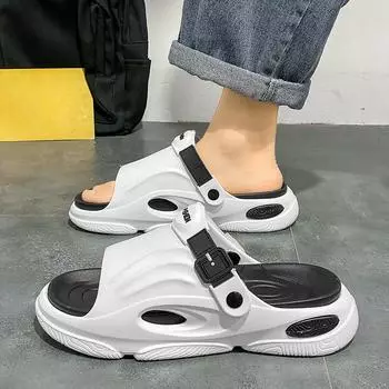 Летние нескользящие тапочки на толстой подошве, повседневные пляжные сандалии, уличные спортивные тапочки для пар 38-39 белый