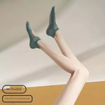 Летние носки для йоги Нескользящие Профессиональные женские носки для пилатеса Пятипалые Специальные фитнес-носки для занятий спортом в помещении С раздельным пальцем Йога [Non Slip a pair] round head Open Back_dark green