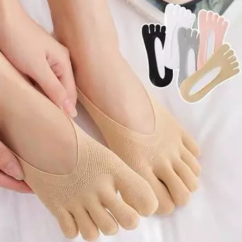 Летние носки для йоги с пятью пальцами, силиконовые нескользящие невидимые носки-лодочки, женские однотонные дышащие носки с разделенным носком, носки с пятью пальцами One size