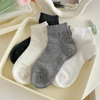 Летние носки женские, сетчатые, тонкие, дышащие, черные, белые, серые, короткие носки, милые, для девочек, однотонные, низкие носки до щиколотки белый