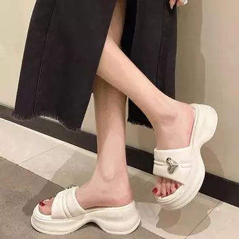 Летние НОВЫЕ стильные модные и элегантные повседневные сандалии на платформе на подошве, однотонные модные тапочки с круглым носком и открытым носком НЕТ:Q2948 35