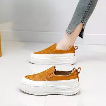 Летние новинки, дышащие белые туфли, женские повседневные туфли на низкой подошве, женские туфли на платформе 35 чёрный