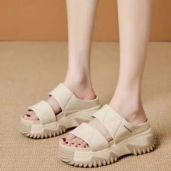 Летние Новое поступление, повседневные модные однотонные тапочки на платформе, удобные модные сандалии с открытым носком, НЕТ:688 36