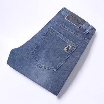 Летние новые эластичные мягкие непромокаемые прямые джинсовые брюки с трехмерной вышивкой 28 чёрный