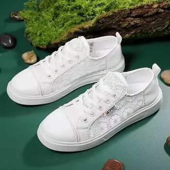 Летние новые белые туфли женские туфли универсальные дышащие одинарные туфли полые сетчатые спортивные туфли для сноуборда сетчатые туфли тонкие модели 35 белый