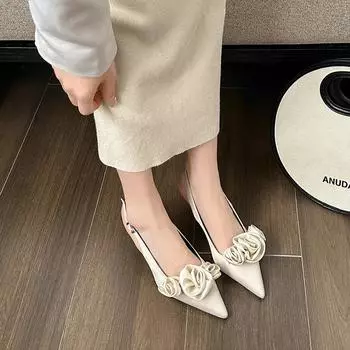 Летние новые босоножки на высоком каблуке с острым носком для женщин 2024 года, элегантные элегантные туфли с цветочным принтом на высоком каблуке, женские туфли-лодочки с ремешком для вечеринок 34