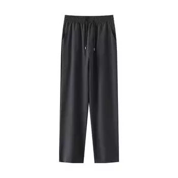 Летние новые деловые брюки Ice Silk, прямые, с эластичной талией, черные, серые, дышащие, простые, быстросохнущие, повседневные брюки для костюма 3XL чёрный