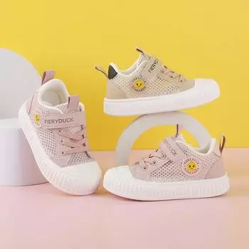 Летние новые детские плетеные кроссовки Little Yellow Duck для полетов на доске, дышащая мягкая подошва, для мужчин и женщин, для студентов, полая дышащая сетка 21 хаки