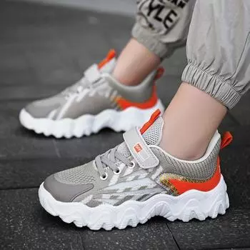 Летние новые детские сетчатые кроссовки, дышащие одноклассники с двойной сеткой, повседневные одноклассники, молодежные кроссовки 28 серый