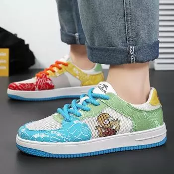 Летние новые дышащие и универсальные сетчатые спортивные кроссовки для мужчин и женщин, модные и персонализированные кроссовки для пар, размер 44 35 чёрный