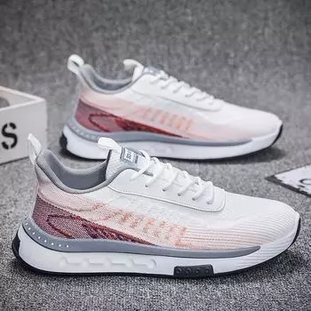 Летние новые дышащие летающие плетеные повседневные туфли модная мужская обувь сетчатая поверхность спортивная обувь D274 39 чёрный