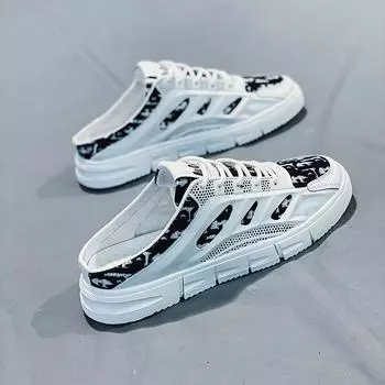 Летние новые дышащие модные парусиновые полутапочки 2024 года для молодежи, повседневная одежда для отдыха на открытом воздухе, модная мужская обувь 39 светло-зеленый