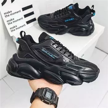 Летние новые дышащие сетчатые спортивные кроссовки мужские корейские версии модные универсальные маленькие белые кроссовки на толстой подошве для папы 39