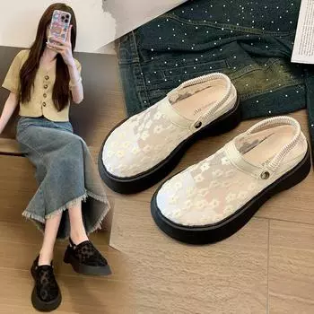 Летние новые дышащие сетчатые толстые подошвы женские сандалии, увеличивающие рост, модные повседневные двусторонние сандалии 36 белый