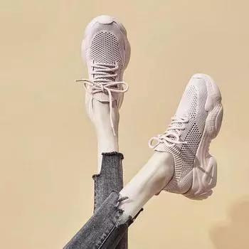Летние новые дышащие сетчатые женские универсальные кроссовки Ins Feet Small Thick Bottom Sneaker Tide 34