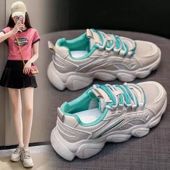 Летние новые дышащие женские туфли с увеличенным размером, повседневные универсальные износостойкие кроссовки на платформе 36 светло-фиолетовый