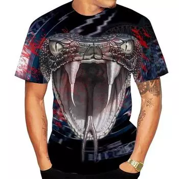 Летние новые футболки с 3D-цифровой печатью со змеиным принтом, повседневные футболки с коротким рукавом для мужчин и женщин, верхняя одежда XXS-6XL, рубашки XS