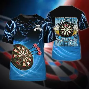 Летние новые футболки с надписью «Пиво и дартс» с 3D-принтом для мужчин и женщин, спортивная повседневная мода, большие футболки, детские футболки, топы, одежда S