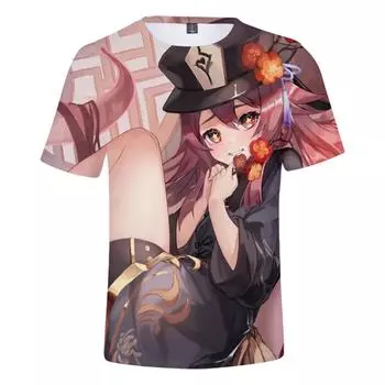 Летние новые игры Источник буква ударный принт мода трендовая 3D печатная футболка для девочек повседневная крутая футболка с коротким рукавом XS