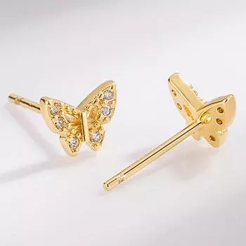 Летние новые китайские умные бабочки с микро-инкрустацией циркония в корейском стиле, свежие милые серьги-кольца для женщин