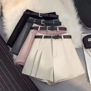 Летние новые корейские повседневные шорты в стиле темперамент, женские тонкие широкие брюки с высокой талией, шорты, тонкие плиссированные брюки S