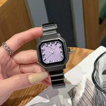 Летние новые кварцевые часы, модные и простые квадратные часы, часы со стальным ремешком, повседневные женские часы для пар