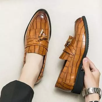 Летние новые ленивые педальные шапочки мужские деловые ретро повседневные кожаные туфли для ночного клуба кожаные туфли 38 чёрный