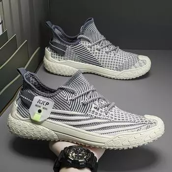 Летние новые летающие тканые низкие повседневные кроссовки 2024 года, модные кроссовки для бега, легкие мужские кроссовки 39 чёрный