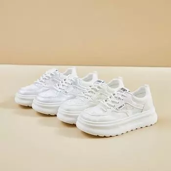 Летние новые маленькие белые туфли женские сетчатые дышащие туфли для досок Ins модная обувь на платформе модная повседневная обувь 35 серебряный