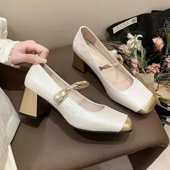 Летние новые милые женские туфли с пряжкой на высоком каблуке с квадратным носком, роскошные брендовые элегантные женские повседневные сандалии для студентов латиноамериканских танцев 35