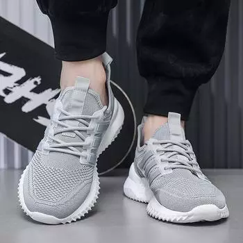 Летние новые модные летающие плетеные кроссовки мужские сетчатые кроссовки дышащие легкие кроссовки для спортзала 39 белый