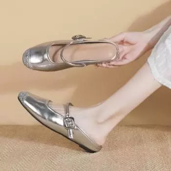 Летние новые модные полутапочки с закрытым носком, сексуальные и универсальные женские туфли, мягкая подошва, не утомляет. 34 золотой