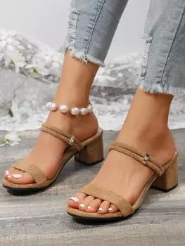 Летние новые модные сандалии с круглым носком, удобные, на толстом каблуке, сексуальные, элегантные, модные тапочки 36