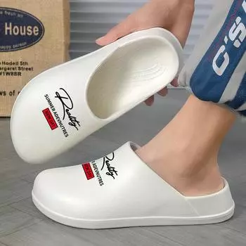 Летние новые модные тапочки с надписью One Word и нескользящей подошвой Baotou Letter Beach Slippers 39 чёрный