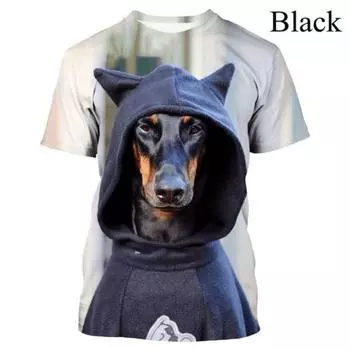 Летние новые модные женские/мужские повседневные футболки с 3D-принтом с изображением добермана-пинчера S