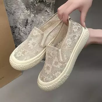 Летние новые модные женские туфли для рыбалки на толстой подошве, одинарные туфли-пуловеры, повседневные трендовые универсальные теннисные туфли 35 бежевый