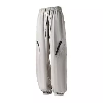 Летние новые мужские брюки Ice Silk, прямые, с эластичной резинкой на талии, свободные, однотонные, простые, быстросохнущие, повседневные спортивные брюки 5XL 3XL светло-бежевый