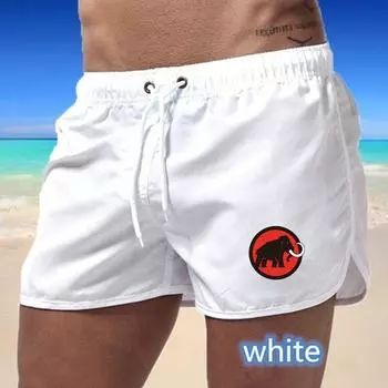 Летние новые мужские быстросохнущие плавки 2025 года, спортивные штаны, купальные костюмы, пляжные шорты, шорты для бега с принтом слона S