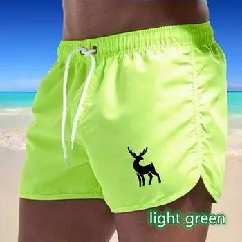 Летние новые мужские быстросохнущие плавки 2025 года, спортивные штаны, купальные костюмы, пляжные шорты, шорты для бега с принтом оленя S