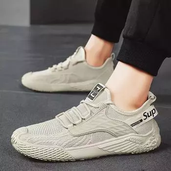Летние новые мужские кроссовки, дышащие, не пропускающие запахи, сетчатые туфли, легкие, удобные, спортивные, кроссовки для бега, мужские, теннисные туфли 39 бежевый