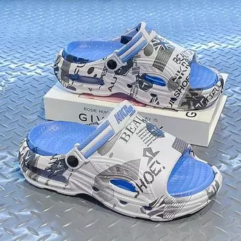 Летние новые мужские модные сандалии с толстой подошвой для отдыха на пляже, нескользящие мягкие легкие тапочки 39-40 оранжевый