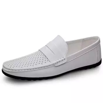 Летние новые мужские повседневные кожаные туфли с полой и дышащей подошвой, мужские повседневные кожаные туфли большого размера 38