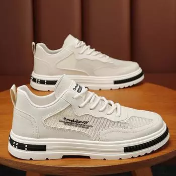 Летние новые мужские повседневные кроссовки 2024 года, легкие дышащие кроссовки, низкие туфли на плоской подошве, нескользящая удобная обувь для ходьбы 39 белый