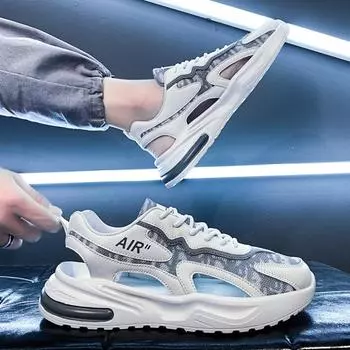 Летние новые мужские повседневные мягкие подошвы Baotou Hollow Out Driving Breathable Beach Shoes 39